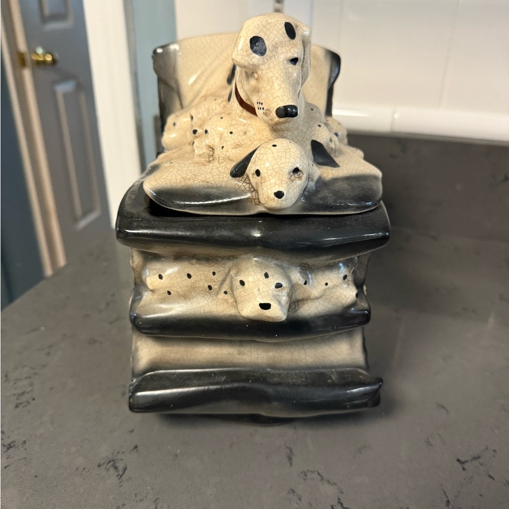 Dalmatian Dog Figurine Set - Black and Cream